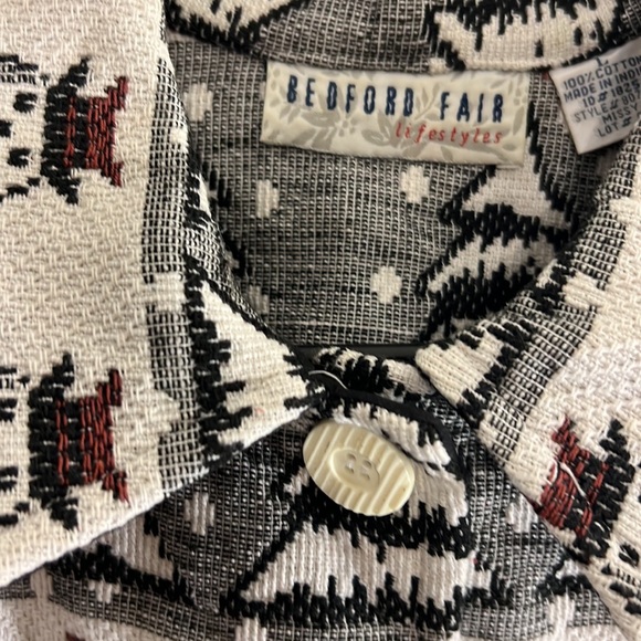 BEDFORD FAIR LIFESTYLES WINTER SCENE EVERGREEN SNOWMAN JACKET SIZE LARGE - Picture 2 of 9